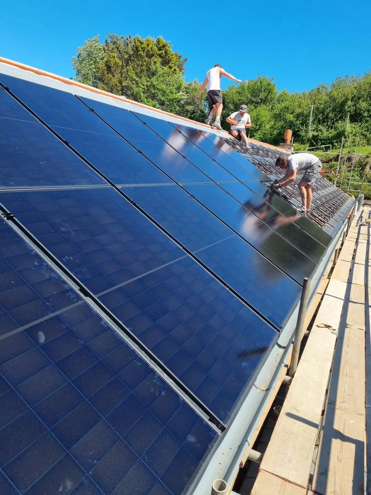 Solar panels on a pitched roof